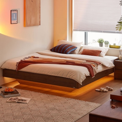 Solid Wood Modern Suspended Bed