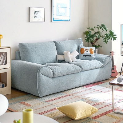 Blue Color Lazy Wood Sofa with Fabric